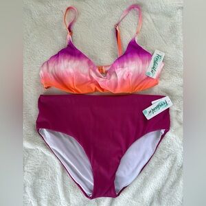 NWT Freshwater Bikini Set underwire Bra Ribbed High Waist Bottom Sz XXL (20)